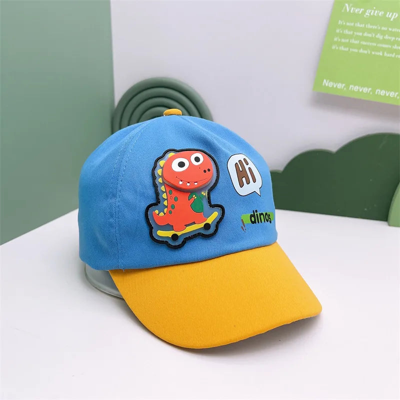 Children's Cartoon Dinosaur Baseball Cap for Toddlers | Unisex Baby Sun Hat lifestyle view