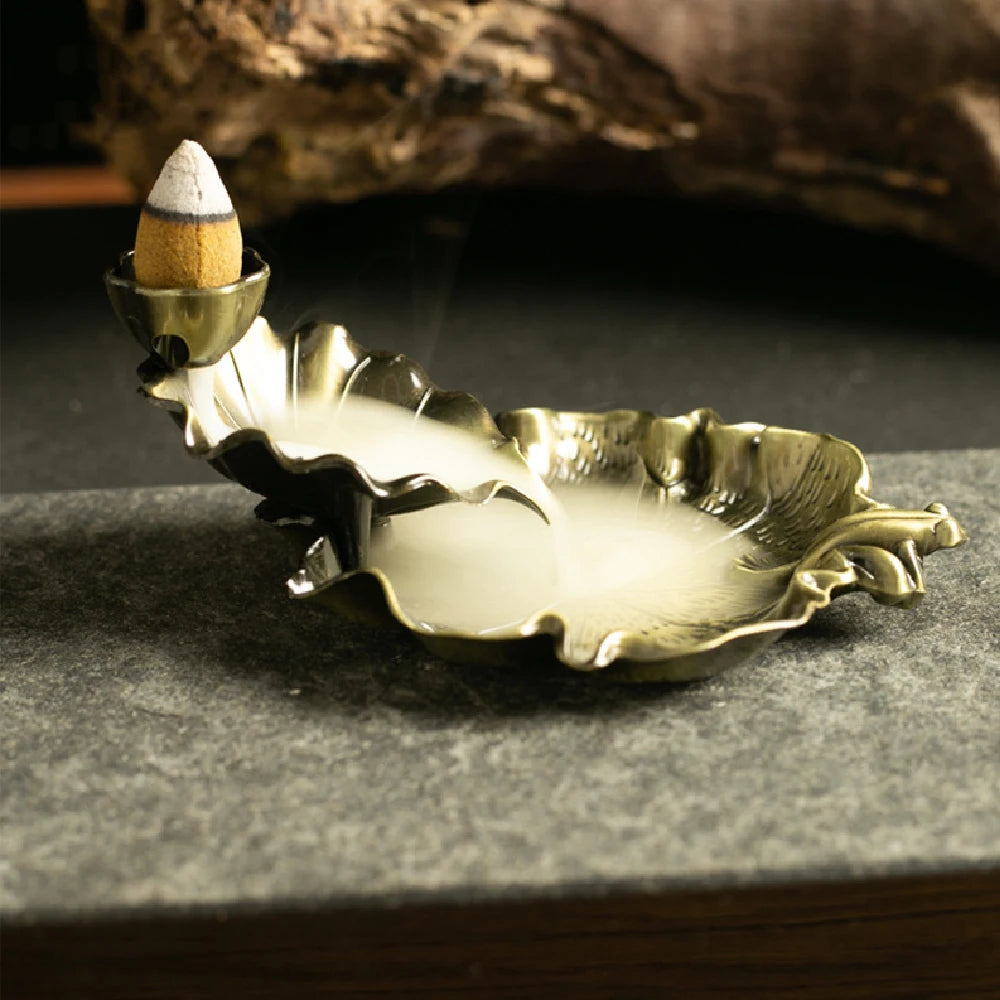 Backflow Incense Waterfall Burner | Metal Frog and Fish Aromatherapy Decor additional angle