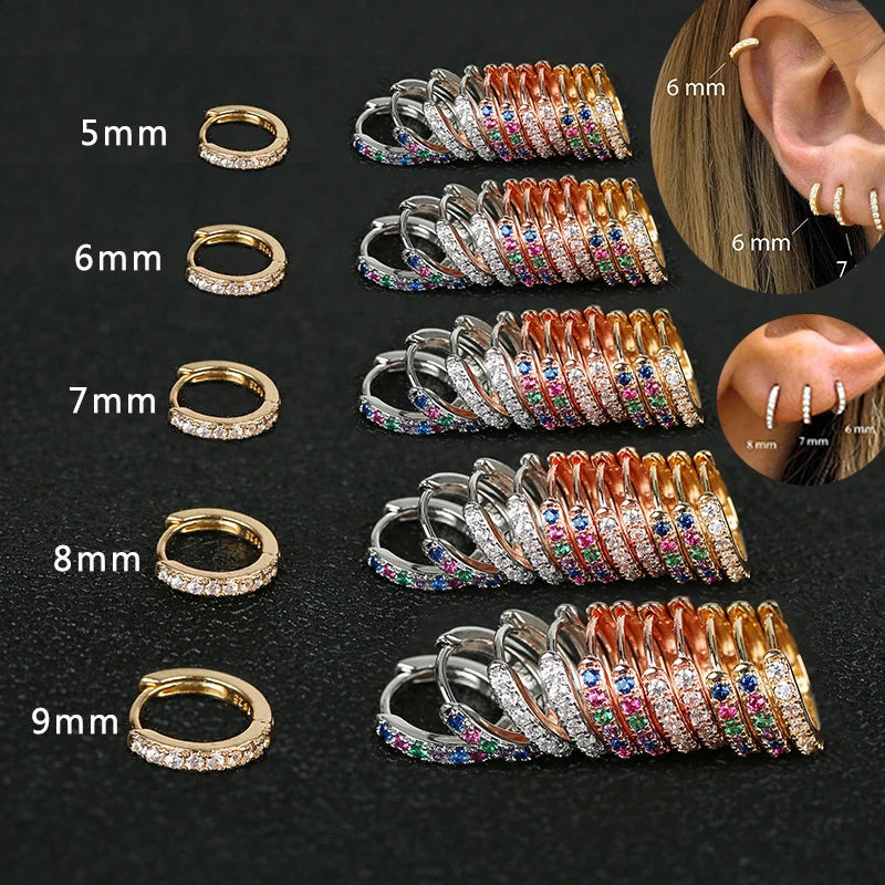 2Pcs Rainbow Little Huggies Stainless Steel Hoop Earrings Girl Tiny Rings Cartilage Small Helix Pier