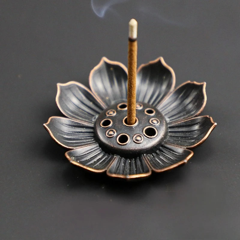 Metal Zen Lotus Buddha Incense Burner | Decorative Incense Stick Holder for Office an alternate view