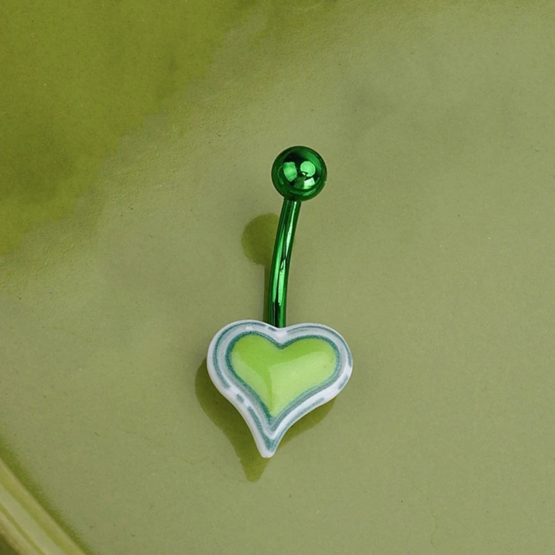 Sweet Dinosaur Navel Ring Zircon Heart Strawberry Belly Button Ring For Women Body Pierc detail view