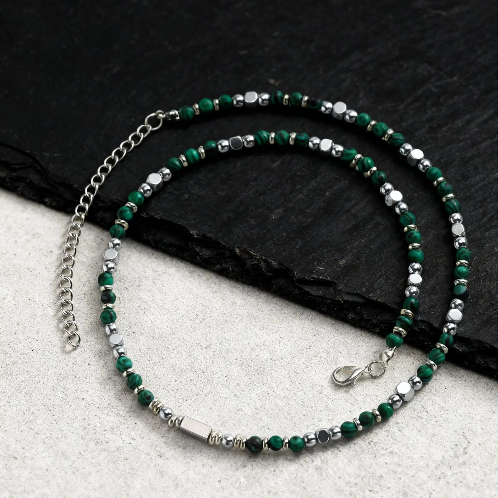 Vnox Stainless Steel Natural Stone Beaded Necklace | Trendy Adjustable Choker for M additional angle