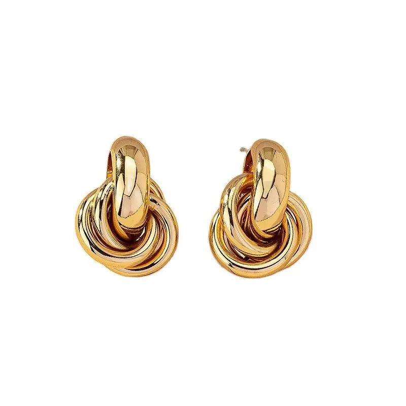 Obega Gold SIlver Color Knot Hoop Earring detail view