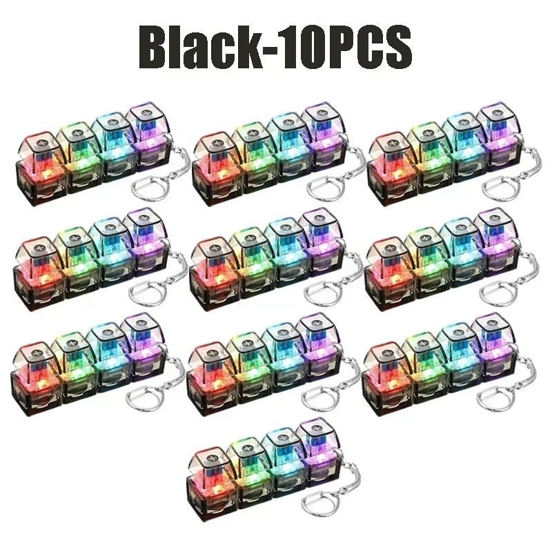 Portable LED Keyboard Keychain Click Button Stress Reliever Desk Accessory
