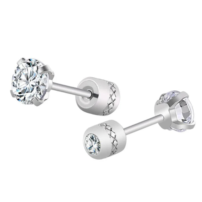 2 Piece Medical Stainless Steel Crystal Zircon Ear Studs | Hypoallergenic Tragus Cart alternate view