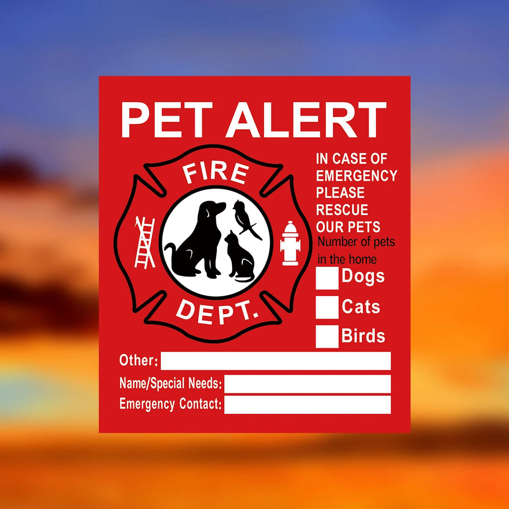 Pet Alert Stickers | Emergency Pet Rescue Window Decals (4 Pack) close-up view