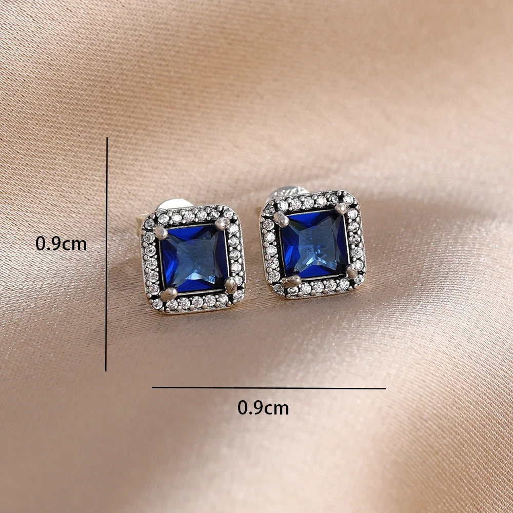 2026 New Hot Sale Blue Zircon Earrings for Women with European and American Style Fash close-up view