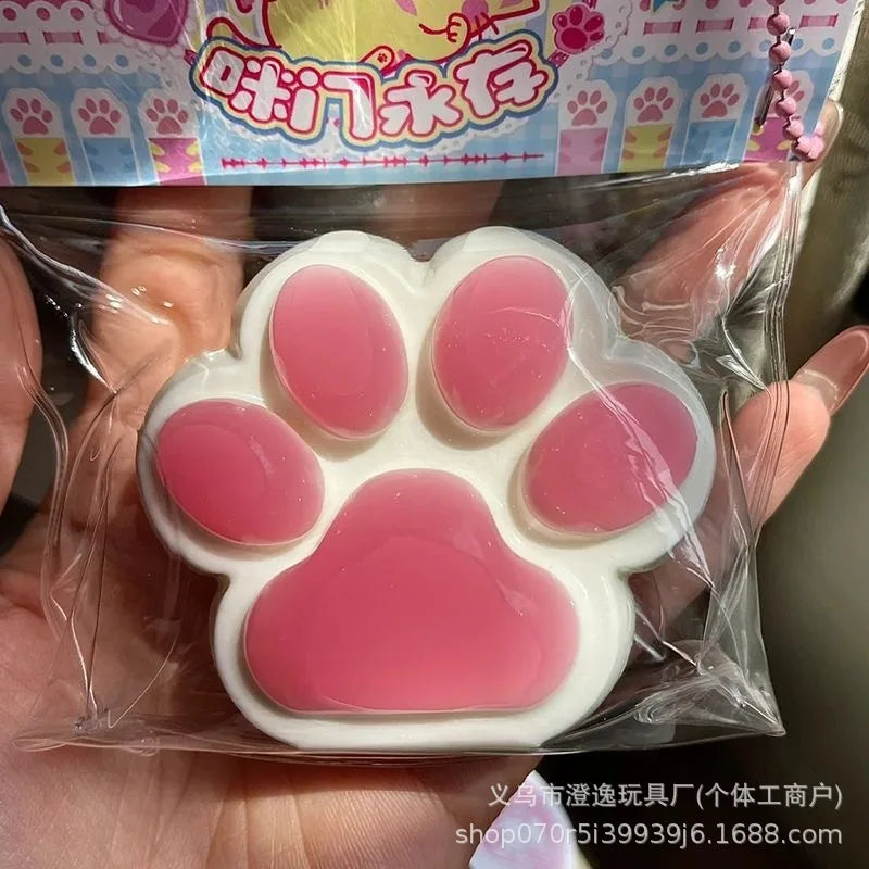 Rainbow Cat Paw Squishy Toy | Three Color Slow Rebound Stress Relief Fidget Toy additional angle