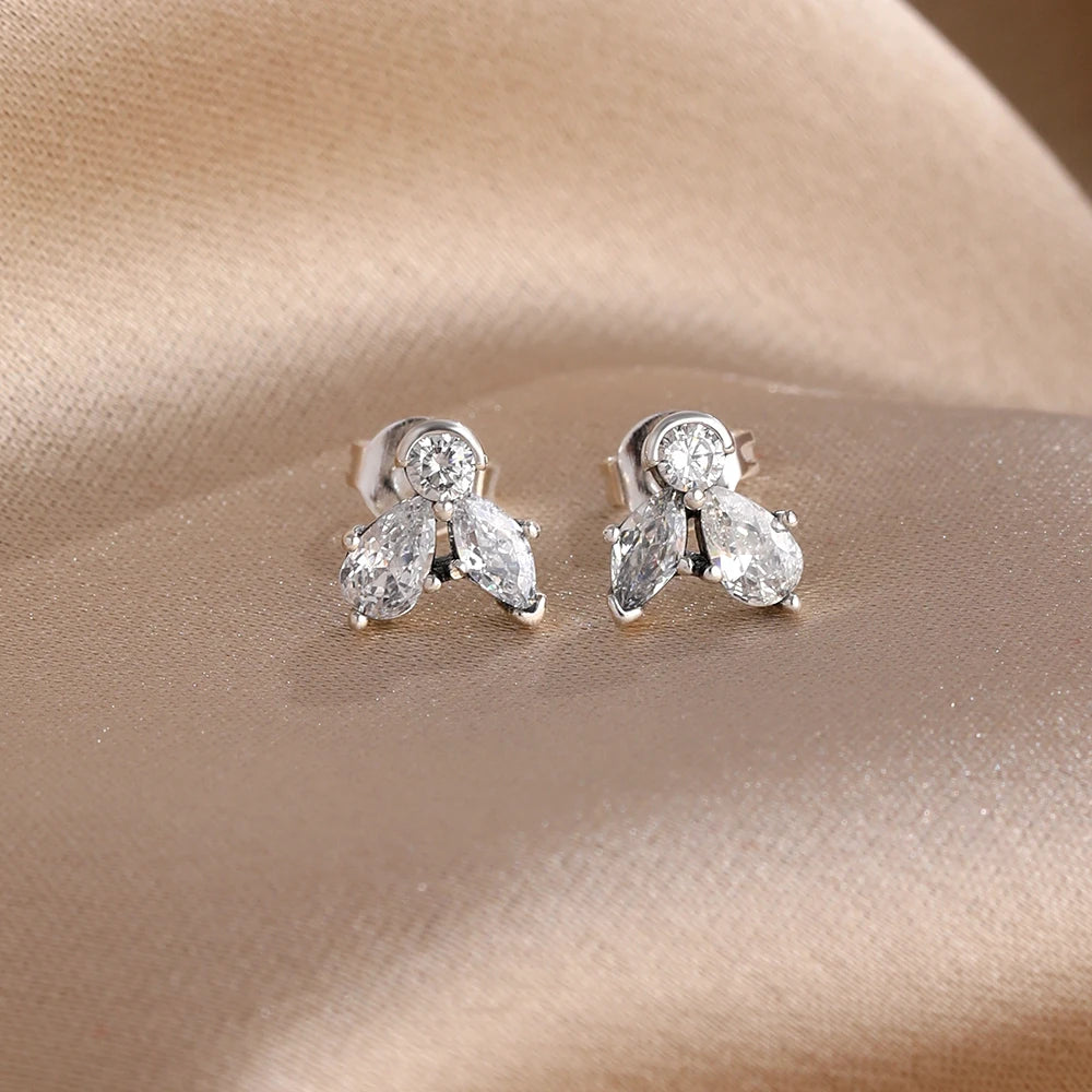2026 New Fashion Hoop Earrings Set for Women | Ginkgo Leaf Enamel Flower Stud, Cute additional angle
