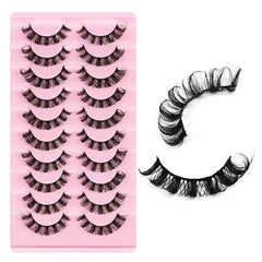 Simple Application Dramatic Russian 3D Mink Strip Lashes 10 Pairs Fake Eyelashes For alternate view