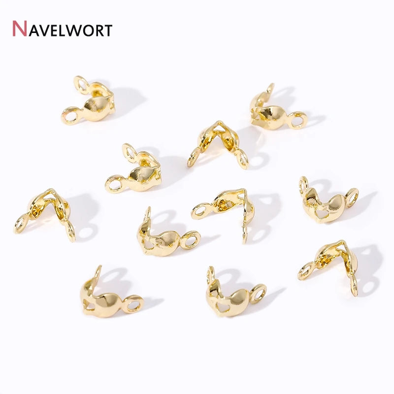 18K Gold Plated Double-Cup Bead Tips | Jewelry Findings for DIY Necklaces and Bracelet close-up view