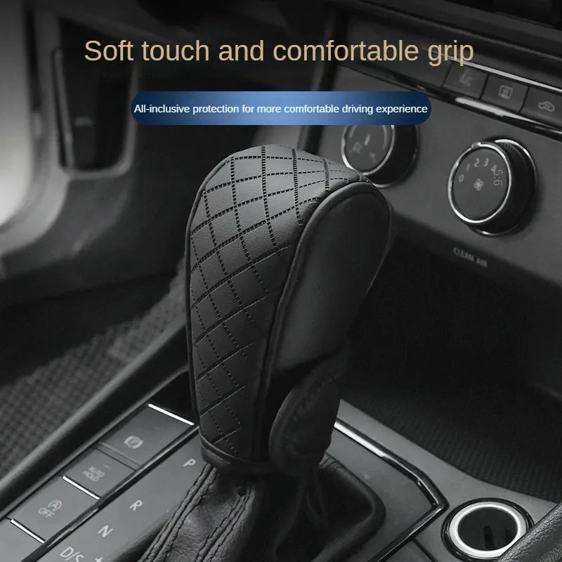 Universal PU Leather Car Shift Handle Cover, Non-slip Wear Resistant Auto Gear Knob Sleeve, Car Deco