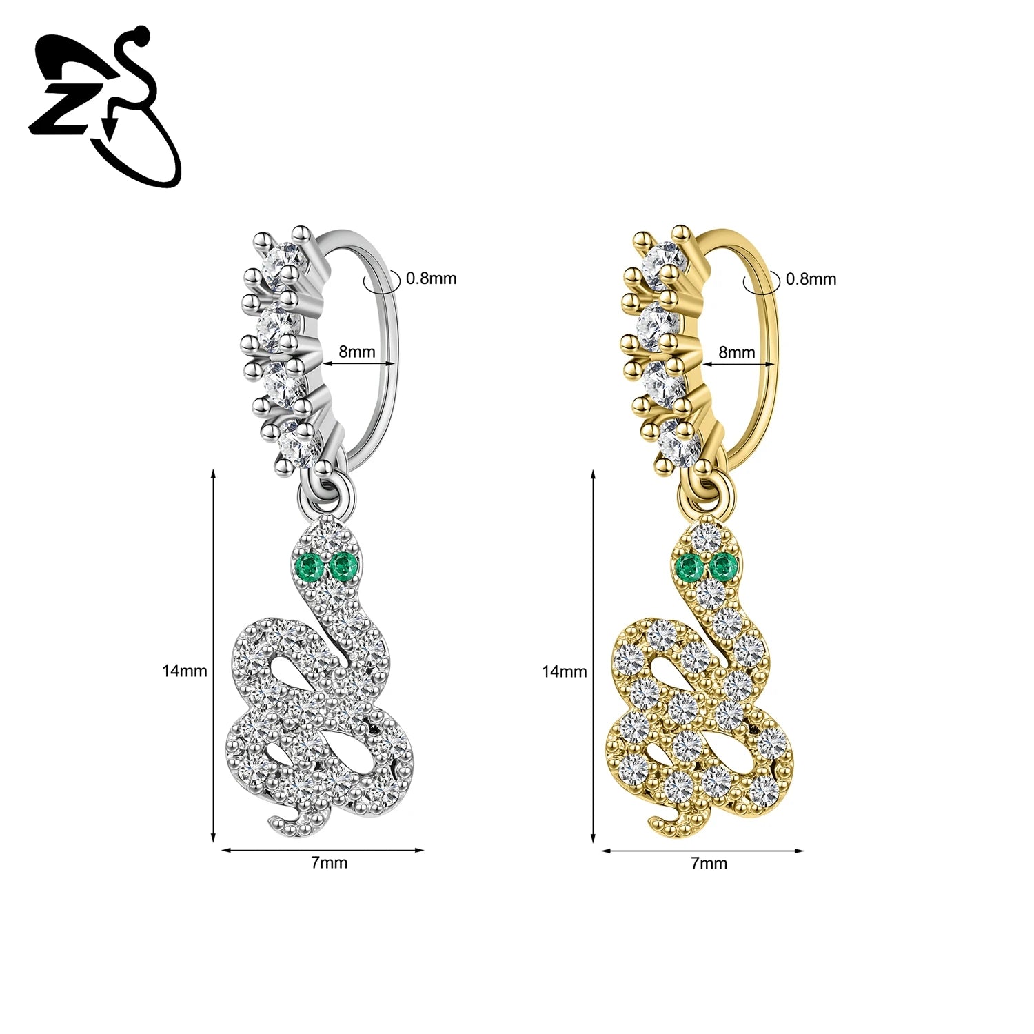 ZS 1 Piece 20G Trendy Hoop Nose Rings Women Moon Star Flower Pendant Septum Piercing Ear detail view