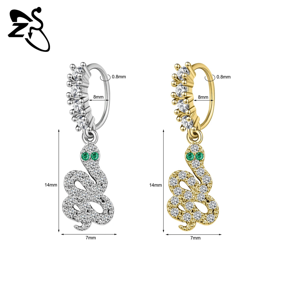 ZS 1 Piece 20G Trendy Hoop Nose Rings Women Moon Star Flower Pendant Septum Piercing Ear detail view
