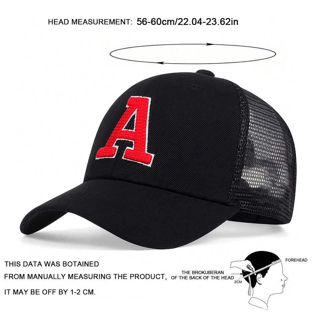 Unisex A Letter Embroidered Baseball Cap | Spring Summer Outdoor Adjustable Sun Hat alternate view