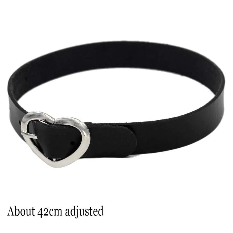 Gothic Bat Heart Lock Punk Choker | Black Leather Collar Necklace lifestyle view