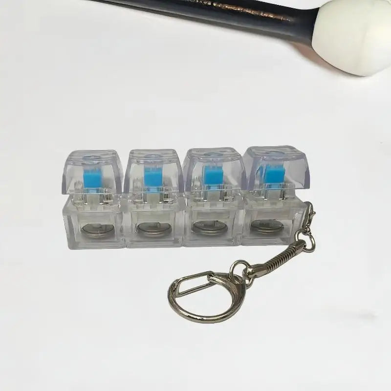 ♥4-Key LED Light Up Mechanical Keyboard Keychain, Fidget Clicker Keyring with RGB Backli detail view