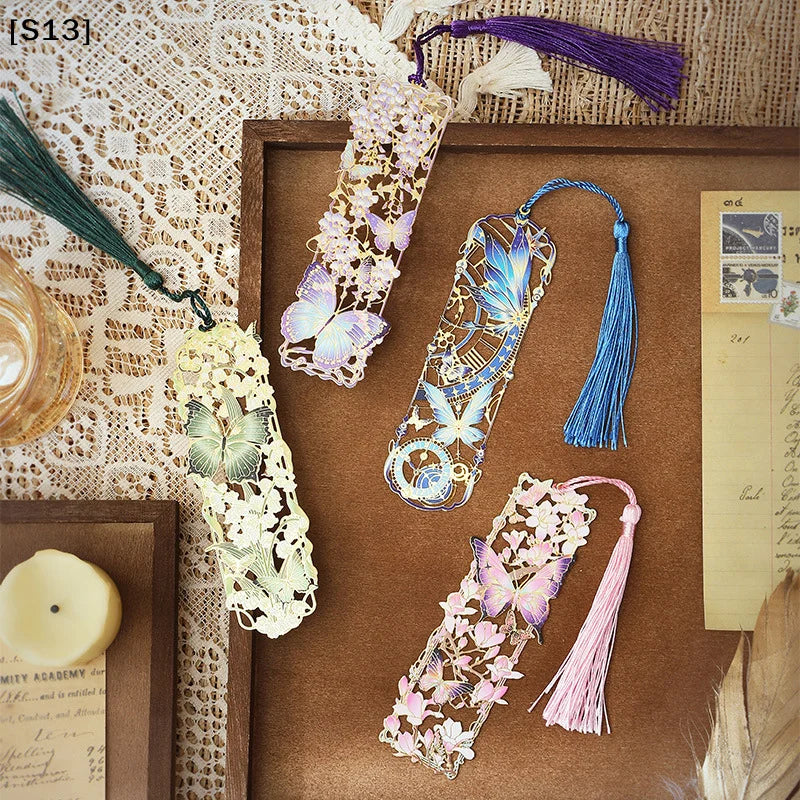 Chinese Style Tassel Hollow Butterfly Metal Bookmark Gift For Students Teachers Reading Page Clip Bo