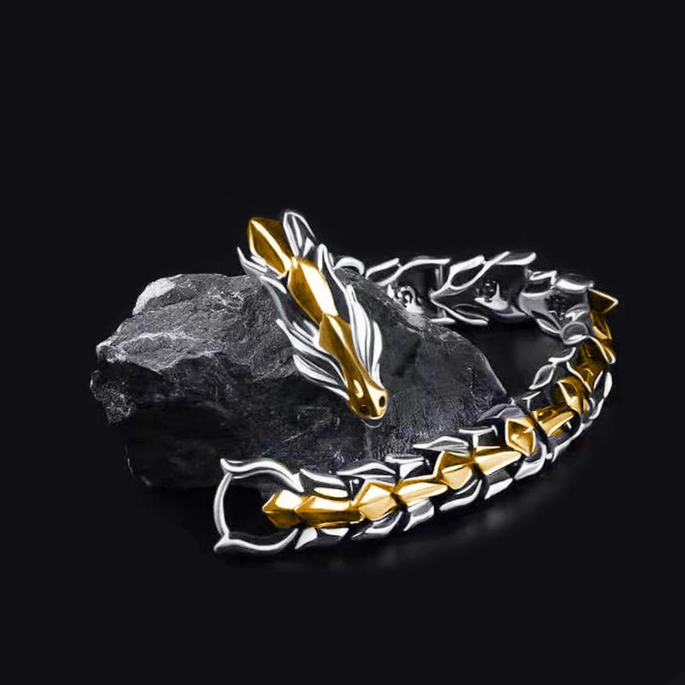 Hip Hop Punk Dragon Bracelet | Unisex Metal Chain Bracelet additional angle