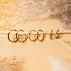 2.5mm Stainless Steel Hoop Earrings for Women Men Stackable Round Gold Color Hiphop St close-up view