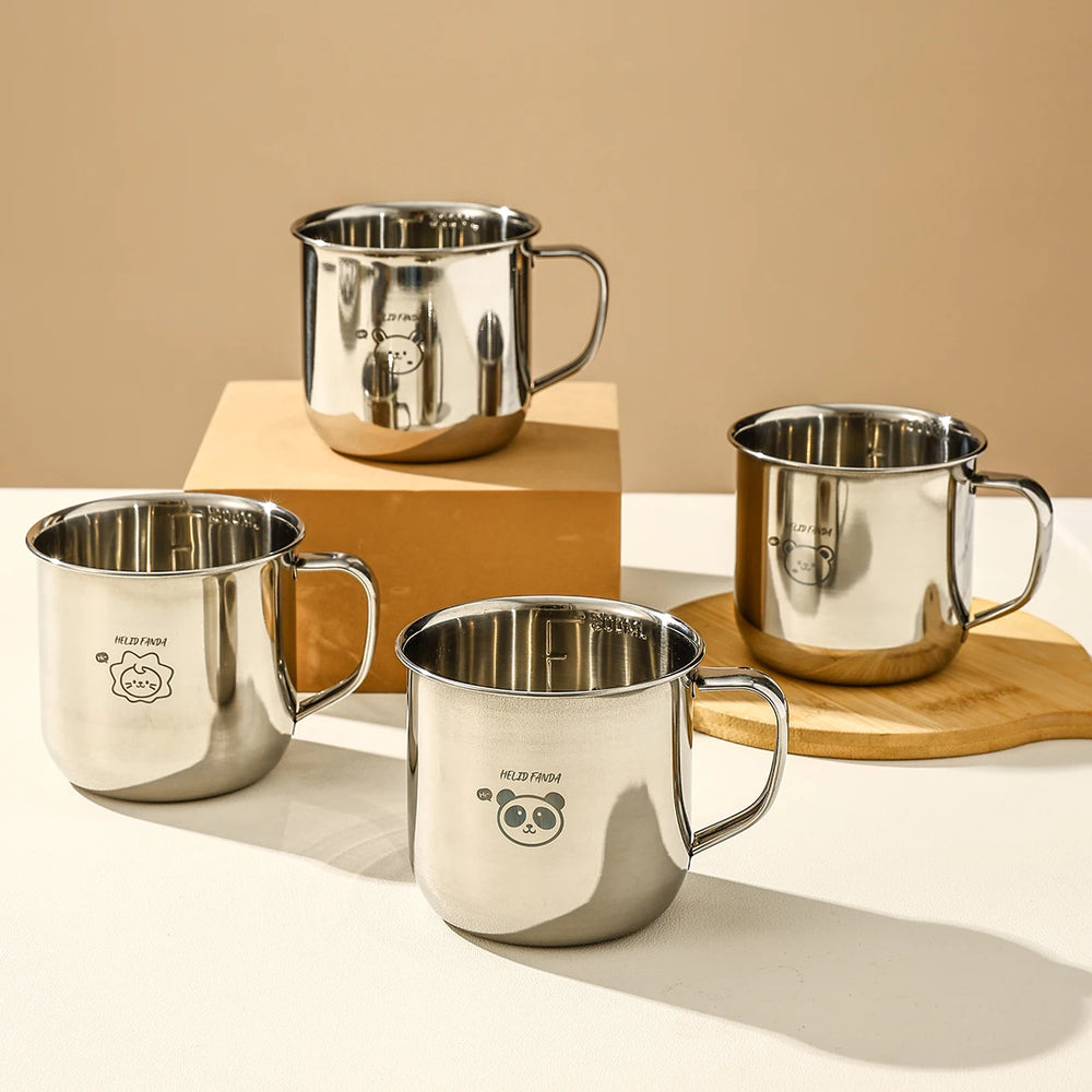 Stainless Steel Kids Water Cup with Handle | 300ml Anti-Scald Mini Mug alternate view