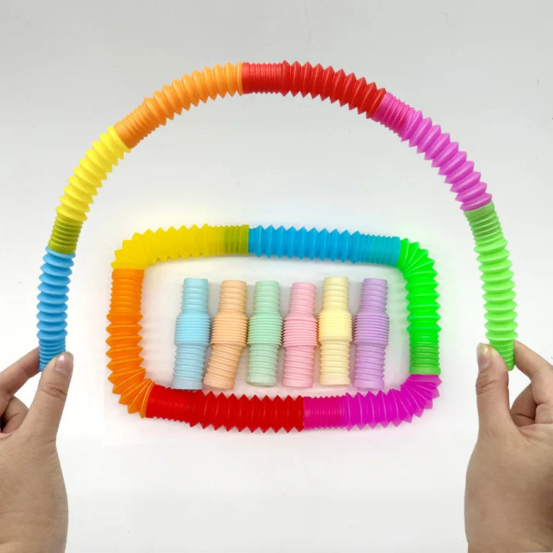 10-20PCS Mini Pop Tubes Fidget Toys Rainbow Sensory Antistress Plastic Bellow Stress alternate view