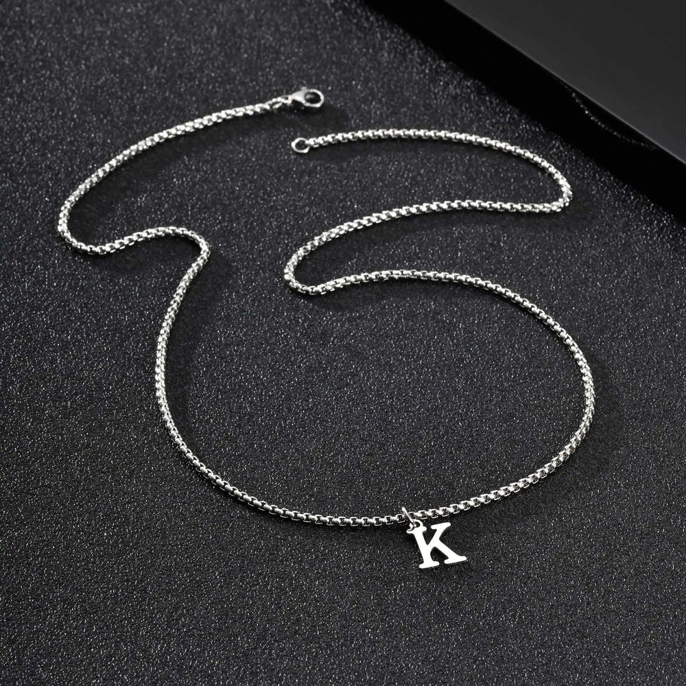 Minimal A-Z Initial Necklace for Men | Stainless Steel Letter Pendant additional angle