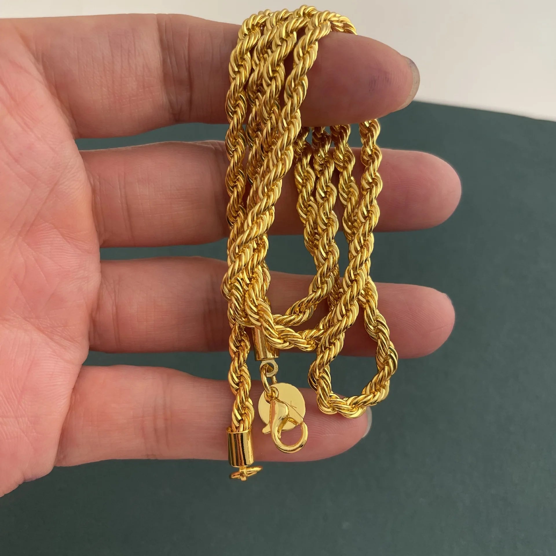Andara 925 Sterling Silver 18K Gold Plated 4MM Twisted Rope Necklace | Unisex Fashion alternate view