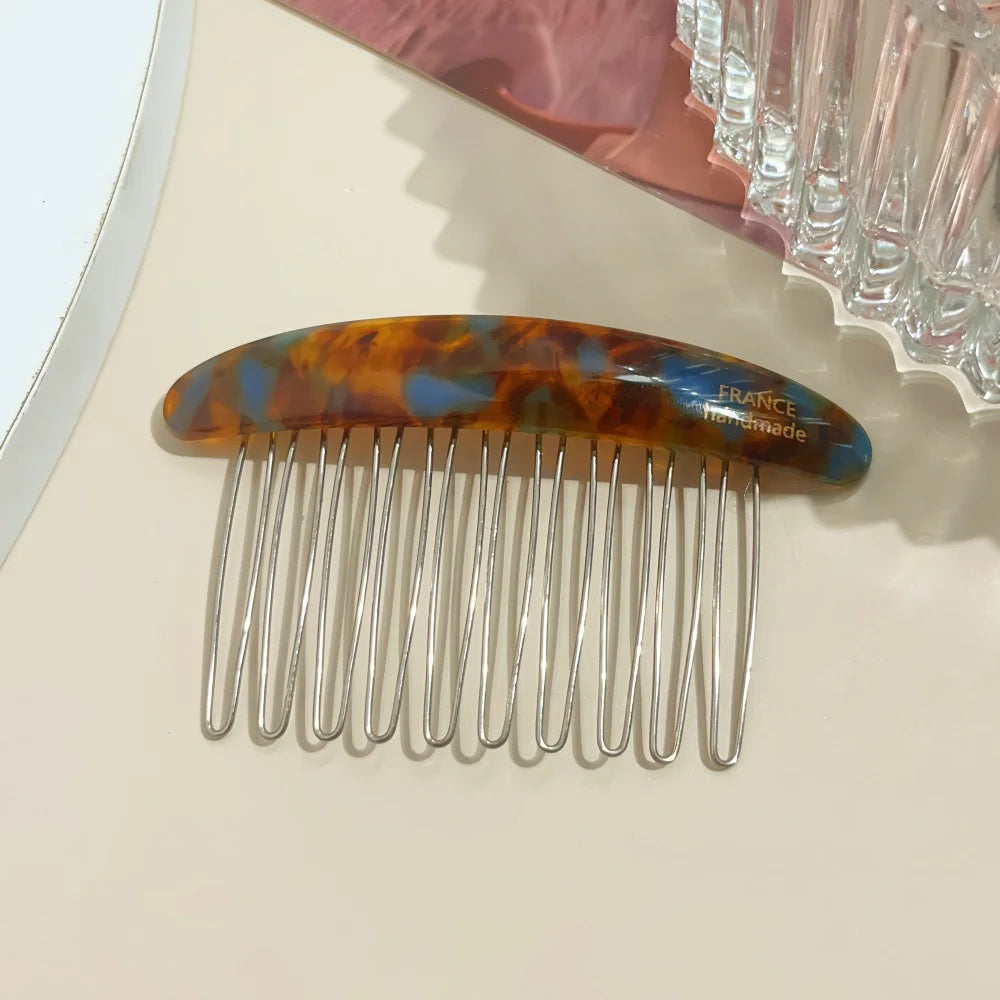 1/2pcs Acetate Metal Hair Combs Clips for Women Girls Side Bangs Upside-down Hairpins St detail view