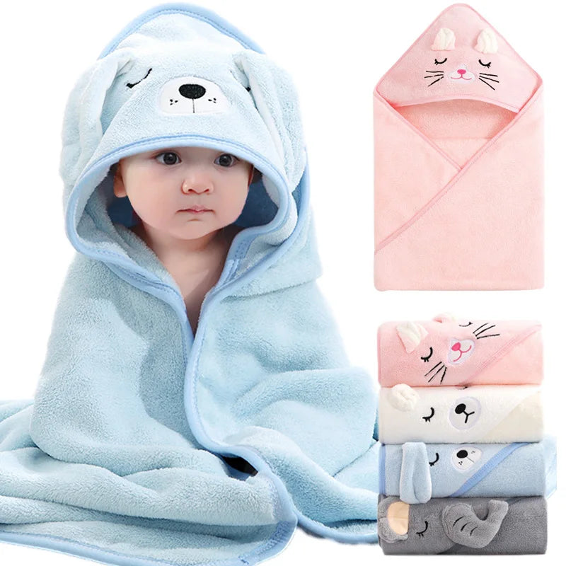 Cartoon Animal Baby Bath Towel | Soft Hooded Toddler Bathrobe for Boys Girls