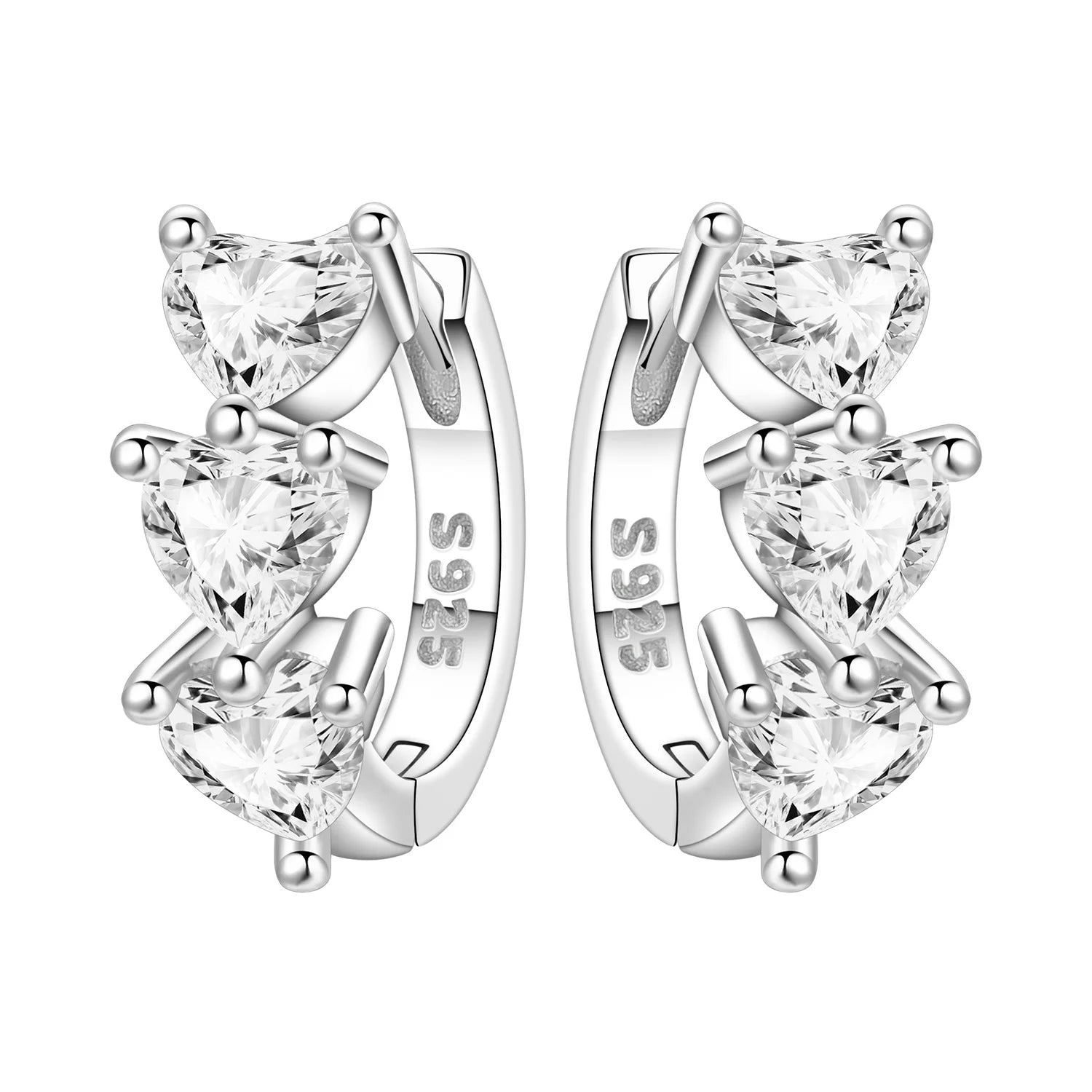 Orstarry S925 Sterling Silver Square Chain With Stone Inlaid Earrings Hoop Earrings Fo close-up view