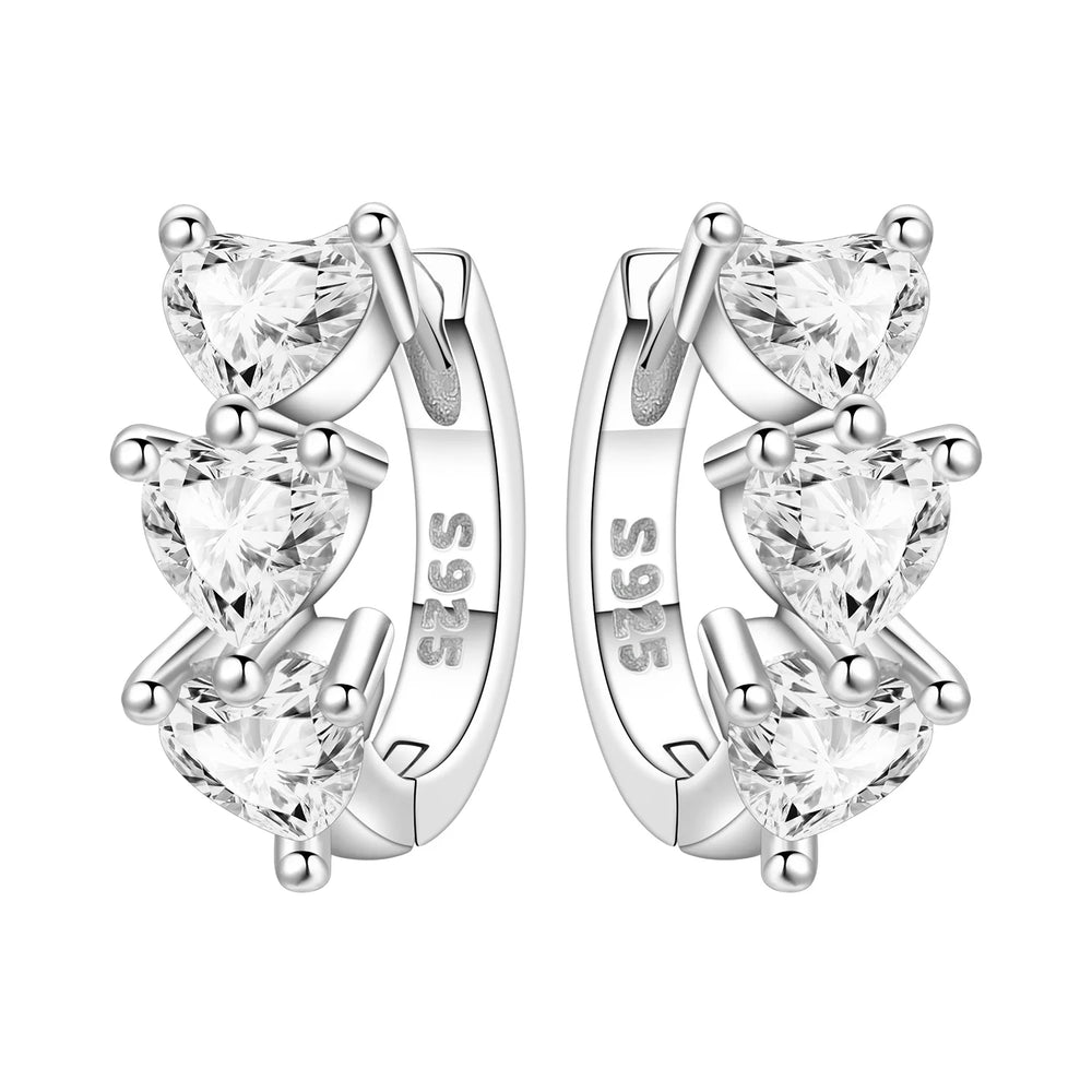 Orstarry S925 Sterling Silver Square Chain With Stone Inlaid Earrings Hoop Earrings Fo close-up view