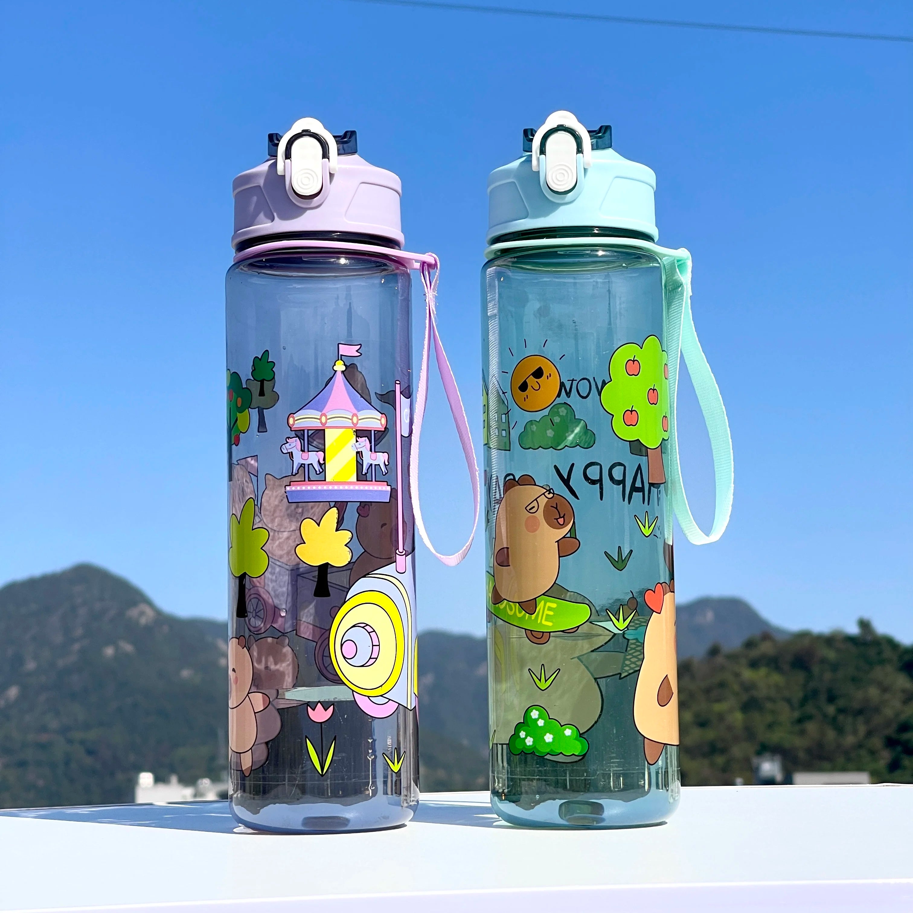 Kapibala Straw Cup Large Capacity 800ml Sports Outdoor Cute Portable Sports Camping C alternate view