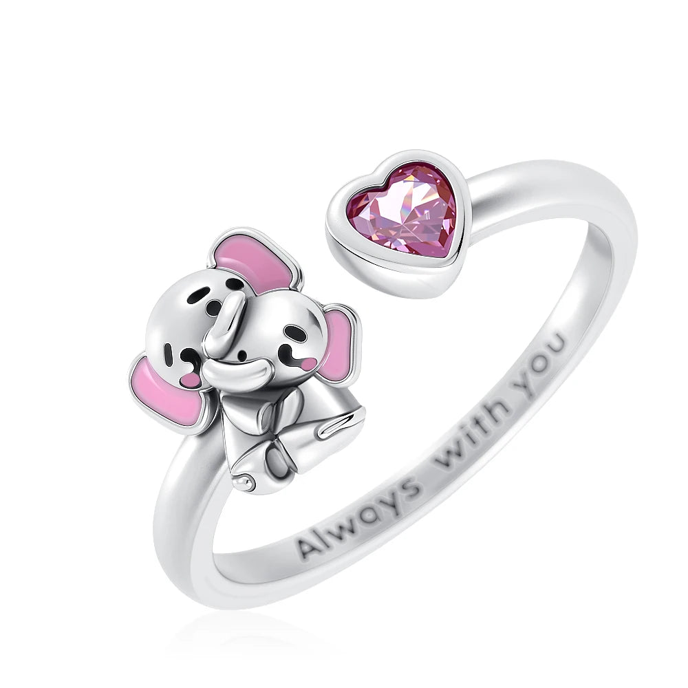 Sparkling Pink Bow Lotus Elephant Ring | Women's Wedding Banquet Jewelry Gift alternate view