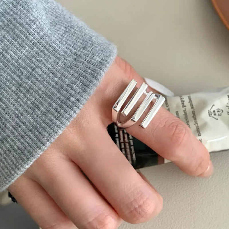VENTFILLE 925 Sterling Silve Flower Ring for Women Gift Hollow Out Design Retro Hip Hop detail view