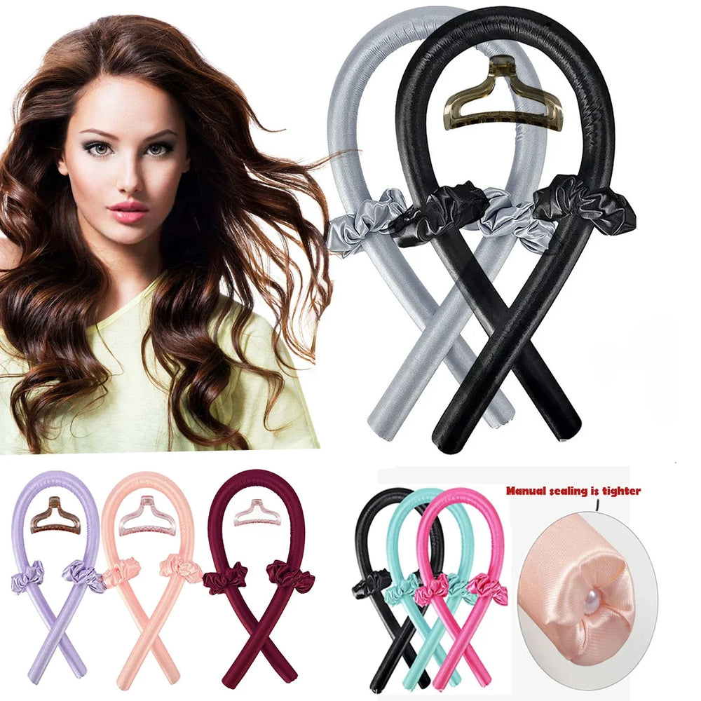 Heatless Curling Rod Headband No Heat Silk Curls Ribbon Hair Rollers Sleeping Soft He alternate view
