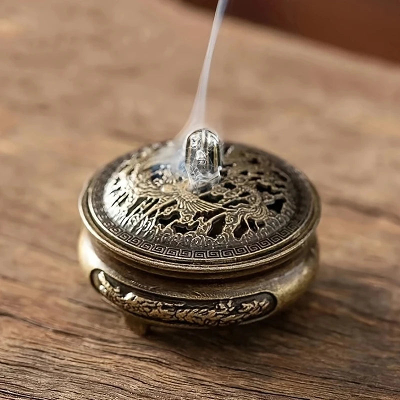Mini Alloy Antique Three-legged Aromatherapy Stove | DIY Incense Burner for Tea Cer additional angle