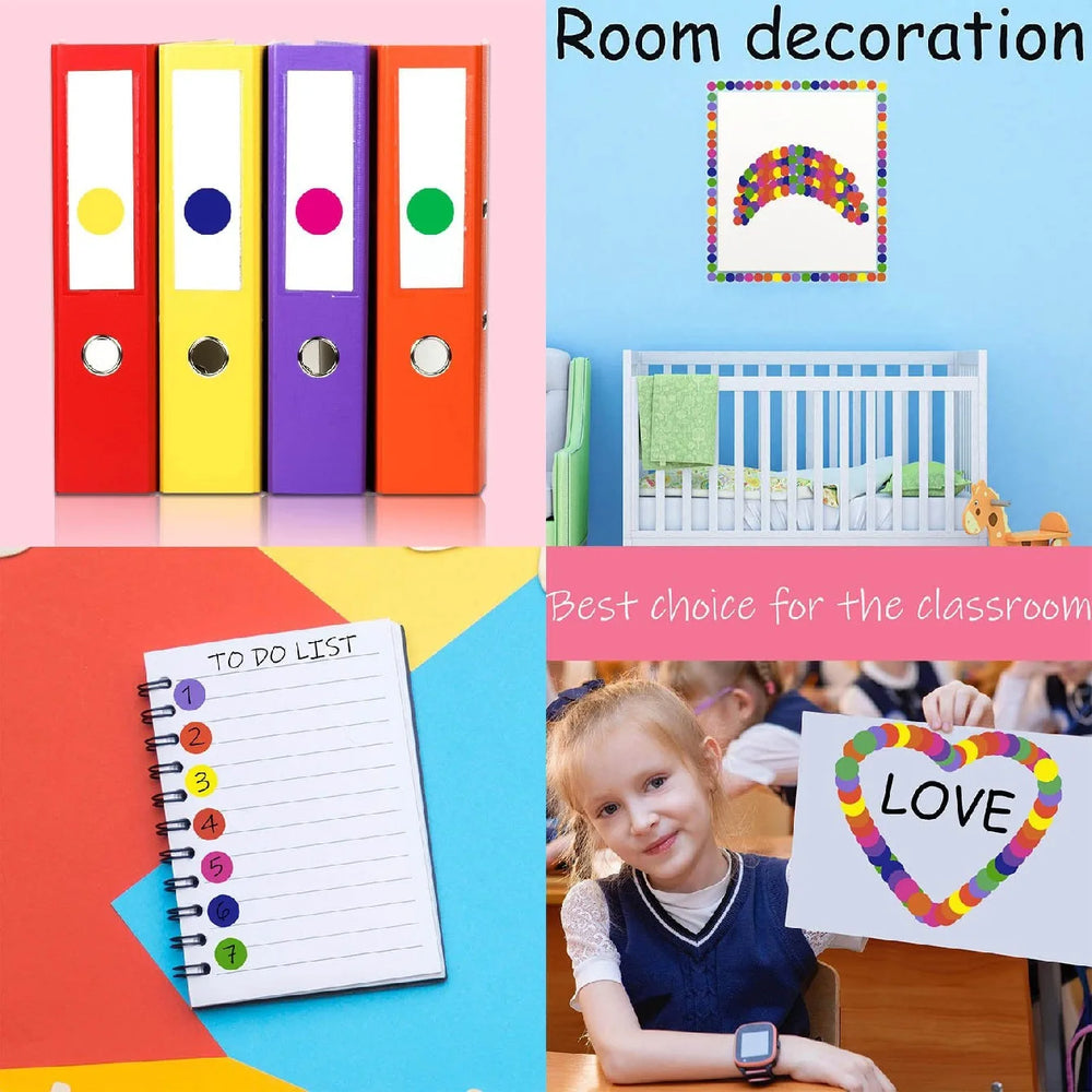 Colorful Dot Glue Stickers | Round Label Paper Pack for Organization and Gifts lifestyle view