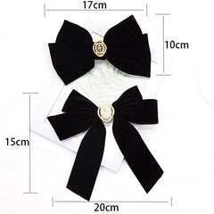 French Beautiful Barrette for Woman Black Elegant Velvet Ribbon Bowknot Party Hairpins Hair Accessories