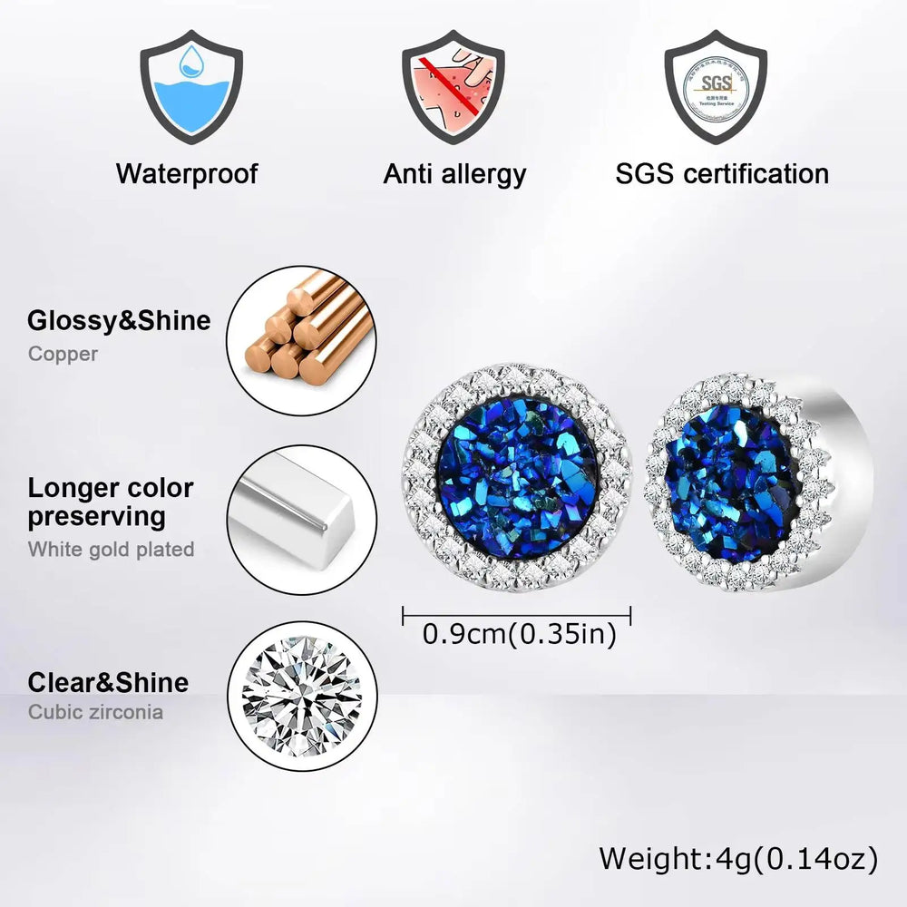 Vnox Magnetic Clip Earrings Non Piercing, Hip Hop Zircon Studs for Men Women, Fashion Sl detail view
