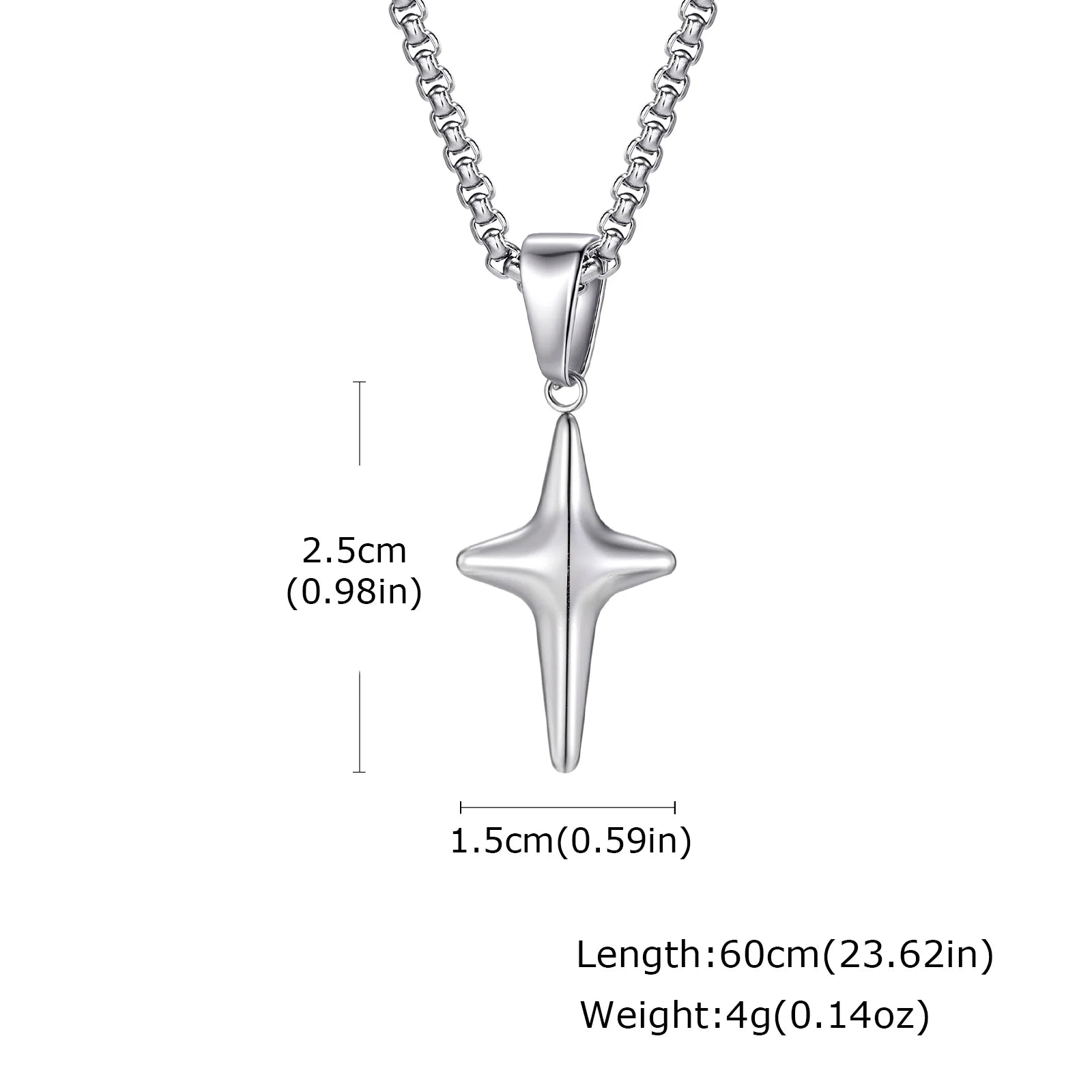 Men's Silver Color Geometric Pendant Necklace, Non Fading Stainless Steel Compass Neckla detail view