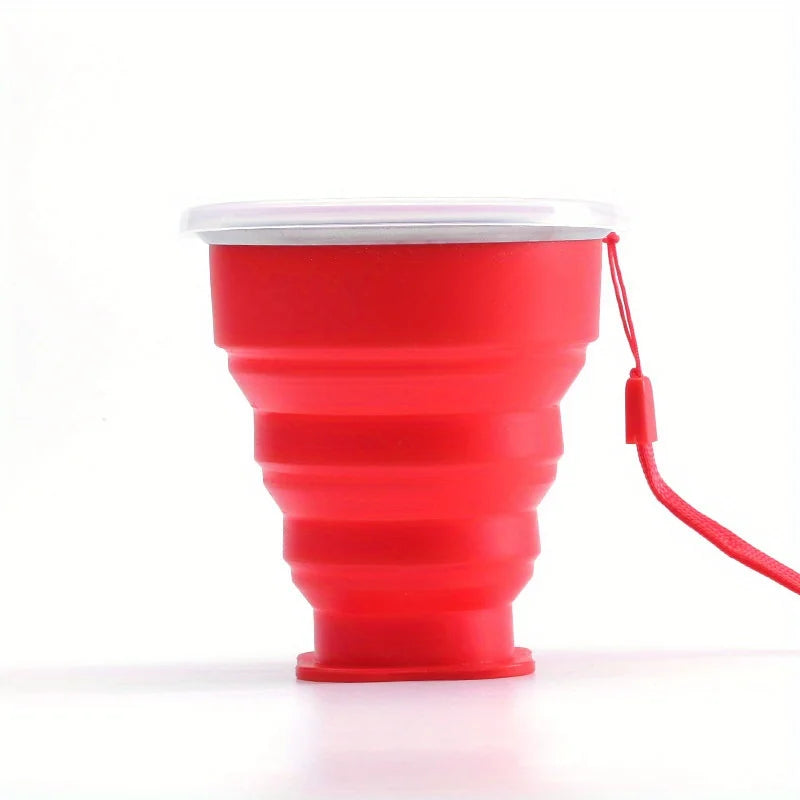 1Pack Silicone Collapsible Travel Water Cup Portable Camping Cup with Lids Food Grade Mu detail view
