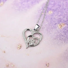 Huitan Sweet Paw Print Shaped Women Pendant Necklace Double Heart Elegant Accessories alternate view