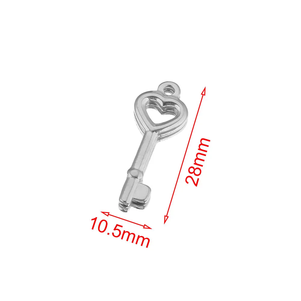 5pcs Stainless Steel Heart Lock Key Gold Plated Love Pendant Punk Hip Hop for DIY N additional angle