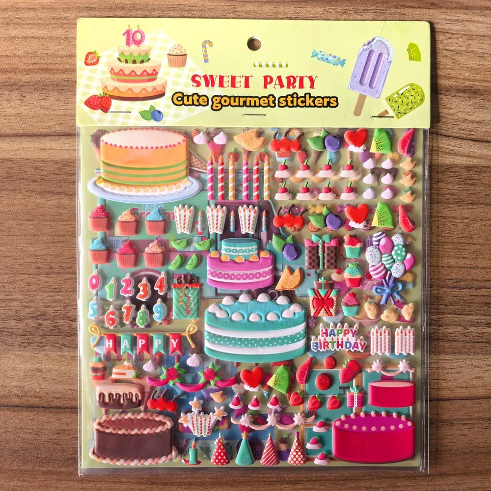9 Styles Cute Double Layer 3D Foam Stickers | Alphabet, Cars, Food Cartoon for DIY No alternate view