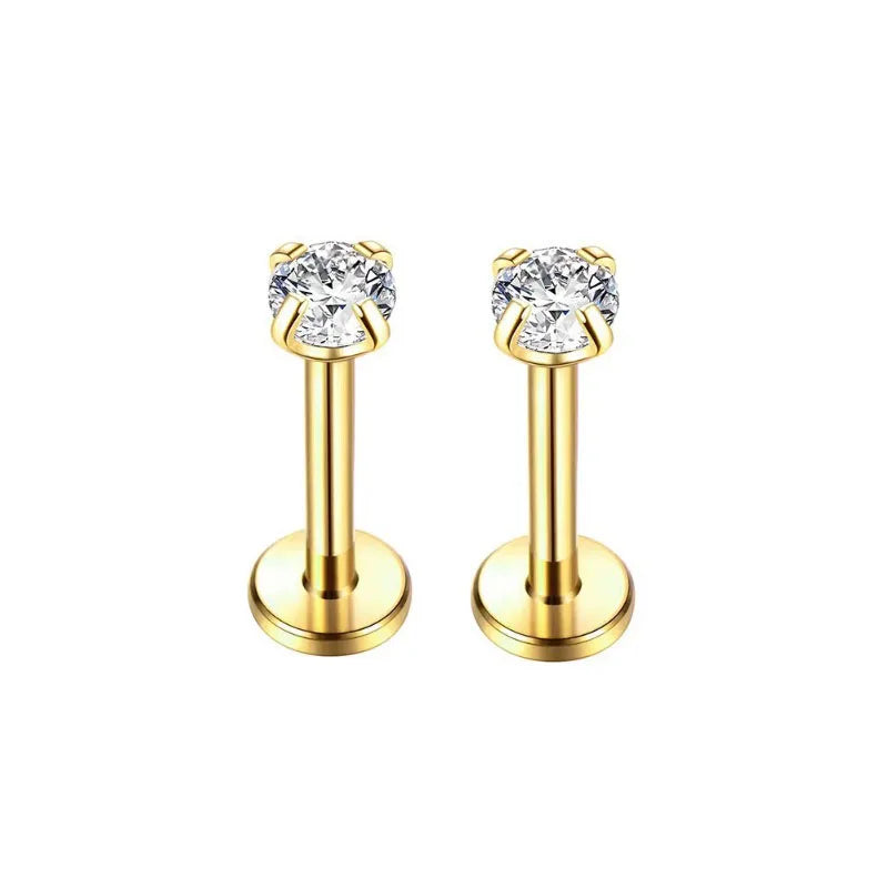 2/3/5PCS 16G Stainless Steel Labret Piercing Jewelry - CZ Crystal Monroe/Lip Studs, 6 lifestyle view