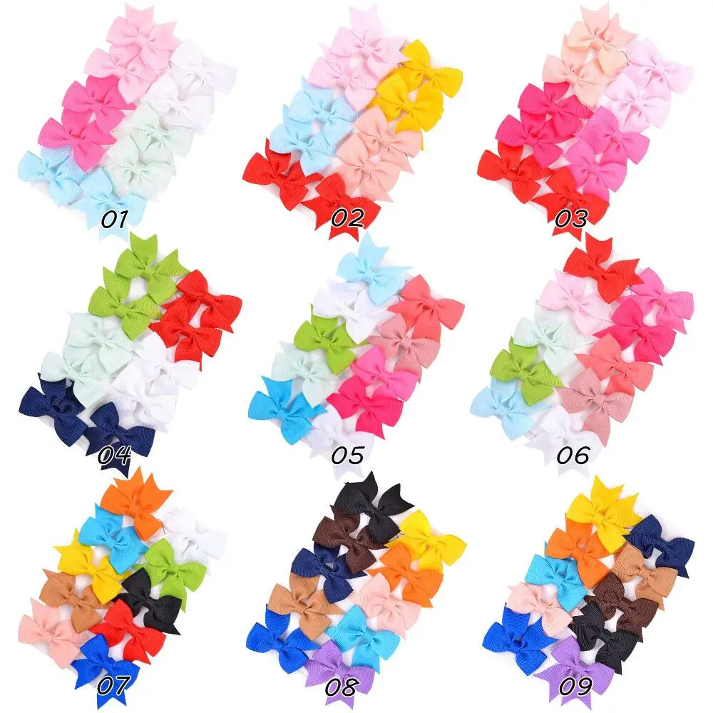 10Pcs/Set Solid Color Kids Bows Hair Clips for Baby Girls Handmade Ribbon Bowknot H additional angle