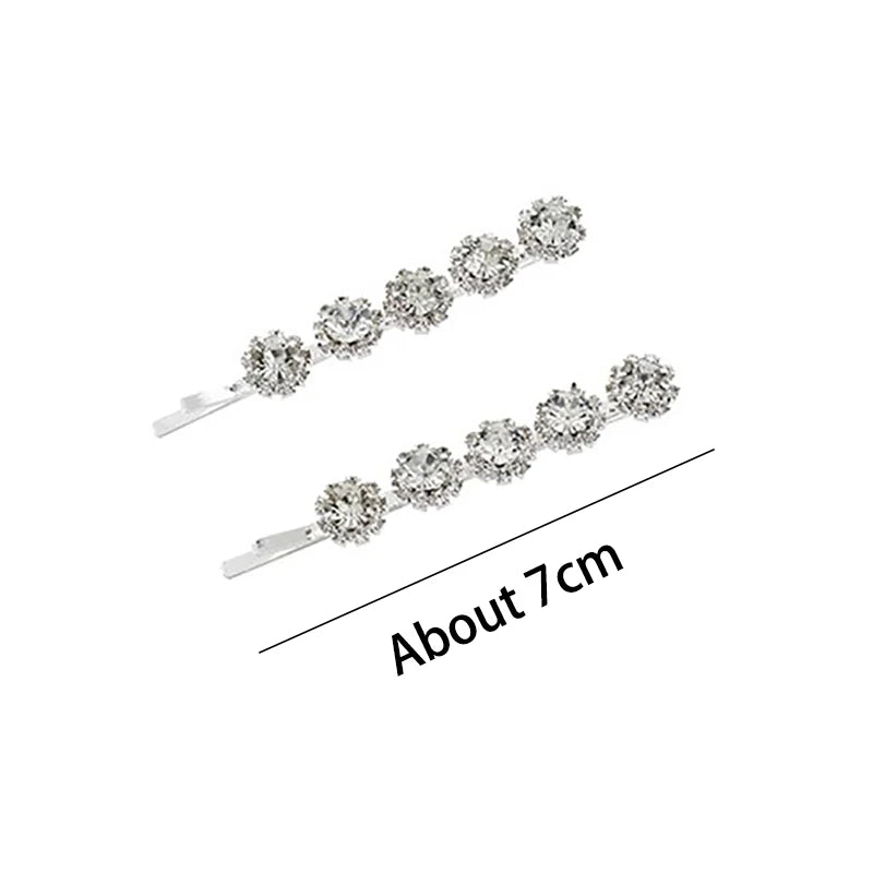 Bling Crystal Hair Clips Set Rhinestone Flowers Barrettes Side Pin Sweet Elegant Bo additional angle