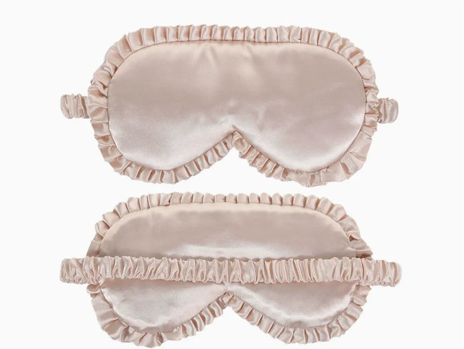 Silk Sleep Mask with Elastic Band and Lace Trim | Lightproof Breathable Eye Cover additional angle