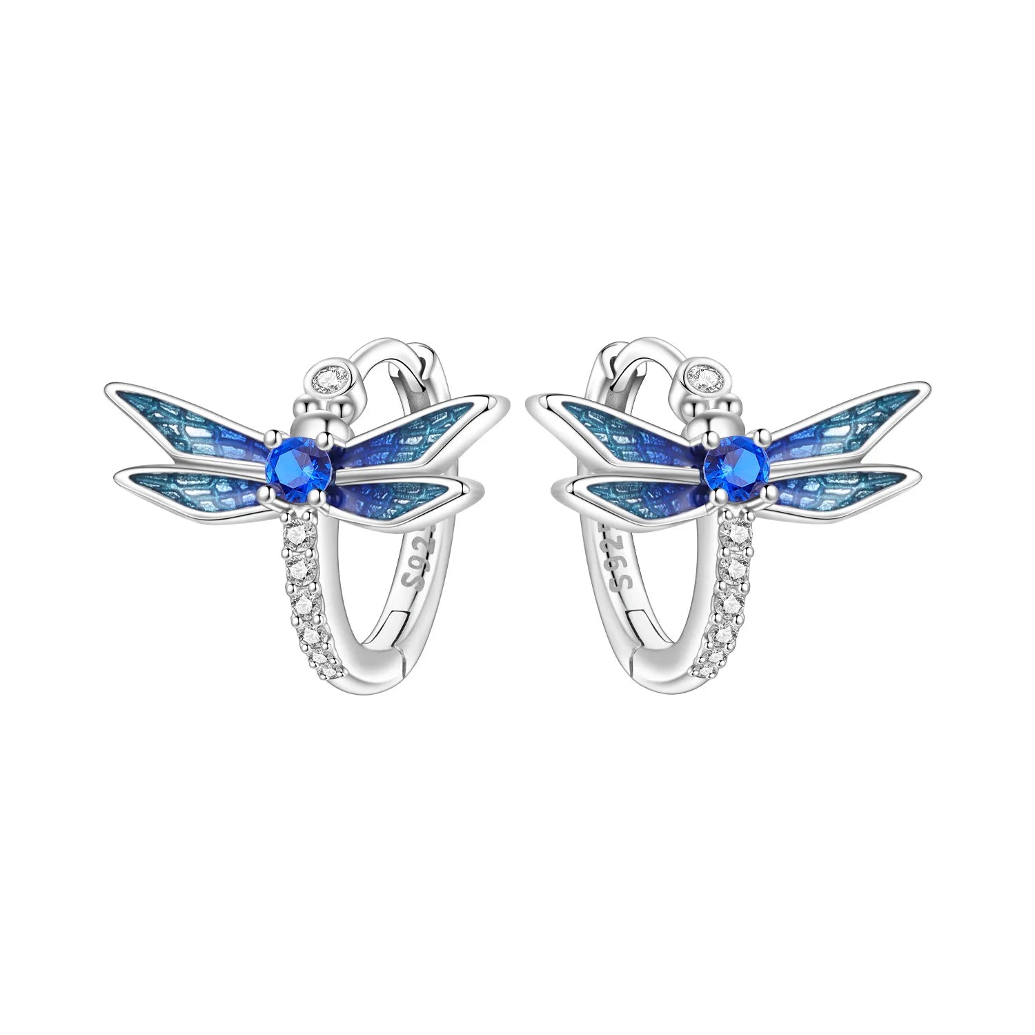 PANPOKI Original 925 Sterling Silver Purple Butterfly Insect Earrings Women Hoop Earr alternate view